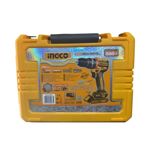 Ingco Cordless Brushless Compact Impact Drill – 20V, 55N.m
